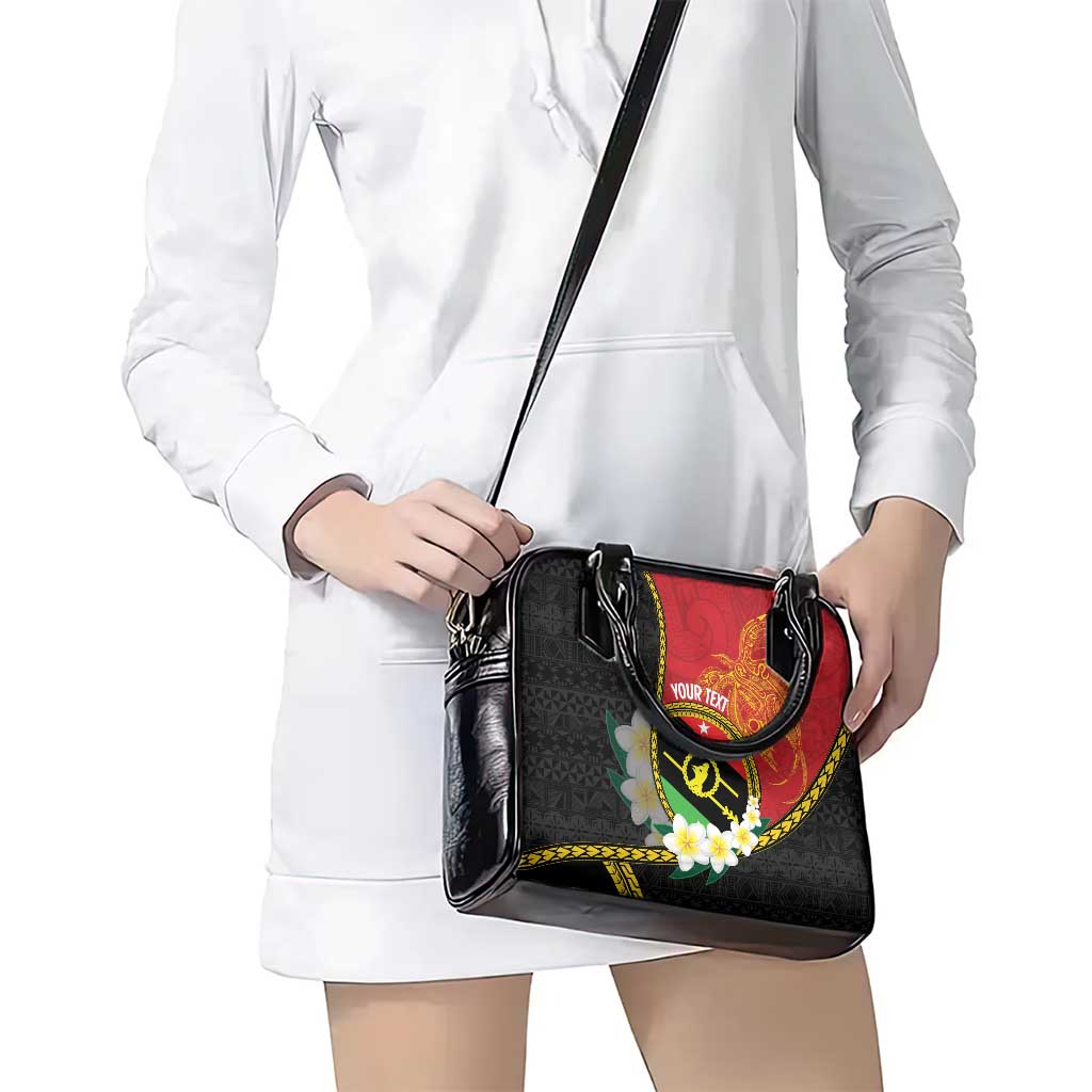 Personalised PNG Sauten Hailans Shoulder Handbag Papua New Guinea Plumeria Melanesian Pattern - Polynesian Pride