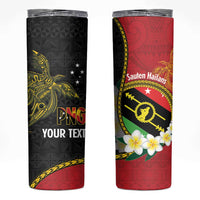 Personalised PNG Sauten Hailans Skinny Tumbler Papua New Guinea Plumeria Melanesian Pattern LT14 Red - Polynesian Pride