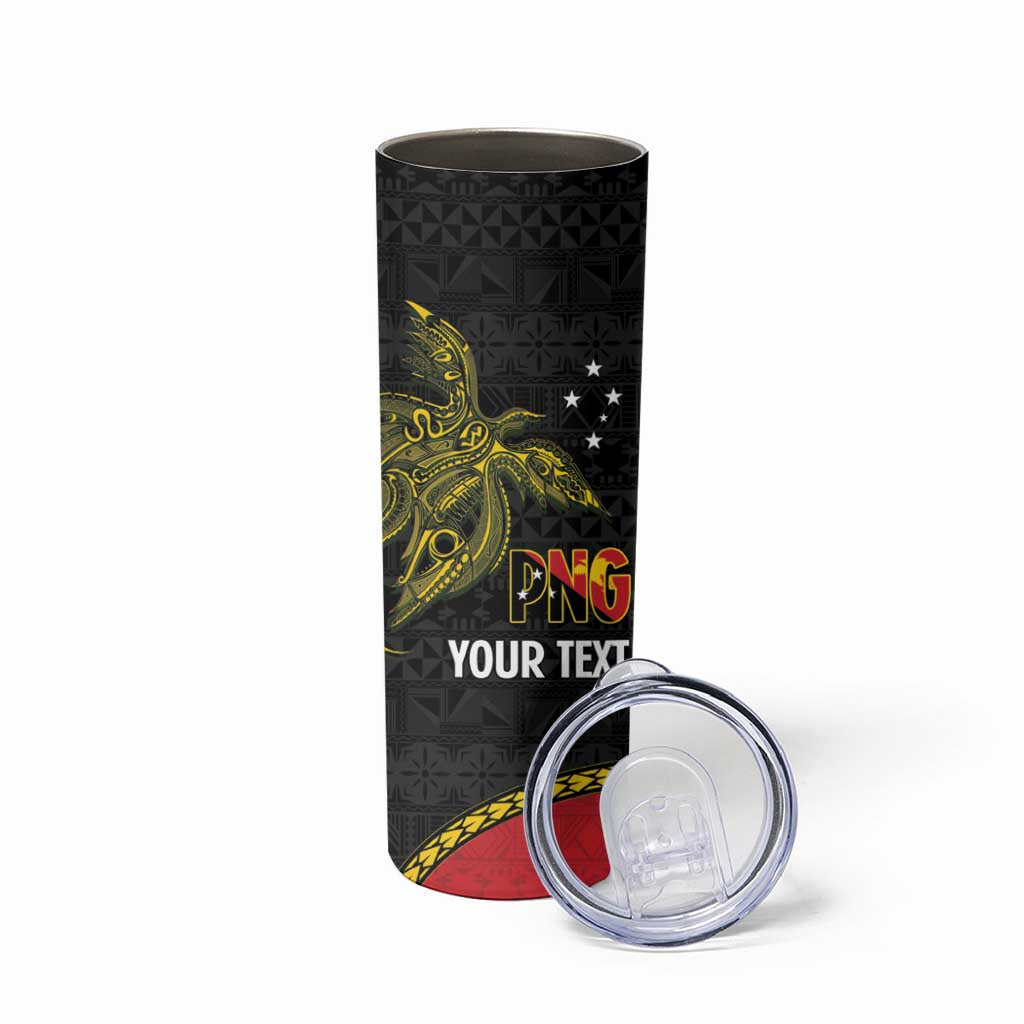 Personalised PNG Sauten Hailans Skinny Tumbler Papua New Guinea Plumeria Melanesian Pattern LT14 - Polynesian Pride