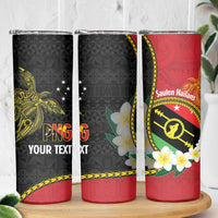 Personalised PNG Sauten Hailans Skinny Tumbler Papua New Guinea Plumeria Melanesian Pattern LT14 - Polynesian Pride