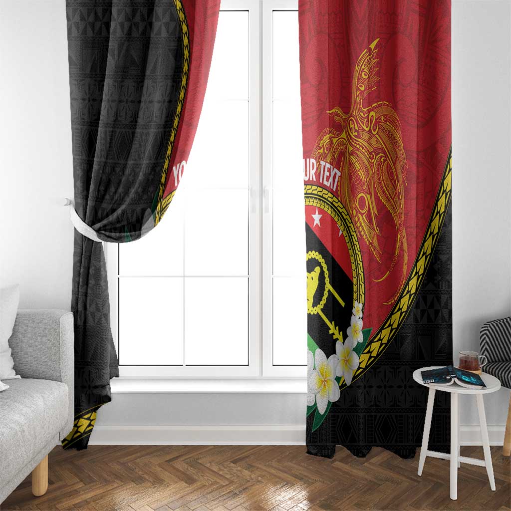 Personalised PNG Sauten Hailans Window Curtain Papua New Guinea Plumeria Melanesian Pattern - Polynesian Pride