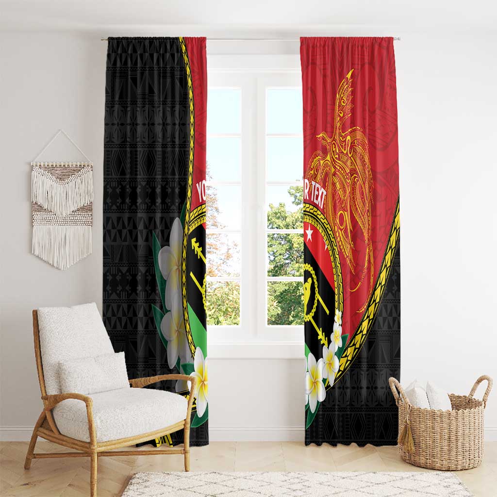 Personalised PNG Sauten Hailans Window Curtain Papua New Guinea Plumeria Melanesian Pattern - Polynesian Pride