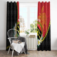 Personalised PNG Sauten Hailans Window Curtain Papua New Guinea Plumeria Melanesian Pattern - Polynesian Pride