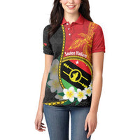 Personalised PNG Sauten Hailans Women Polo Shirt Papua New Guinea Plumeria Melanesian Pattern LT14 - Polynesian Pride
