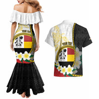 Personalised PNG Madang Provins Couples Matching Mermaid Dress and Hawaiian Shirt Papua New Guinea Plumeria Melanesian Pattern LT14 - Polynesian Pride