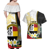 Personalised PNG Madang Provins Couples Matching Off Shoulder Maxi Dress and Hawaiian Shirt Papua New Guinea Plumeria Melanesian Pattern LT14 - Polynesian Pride