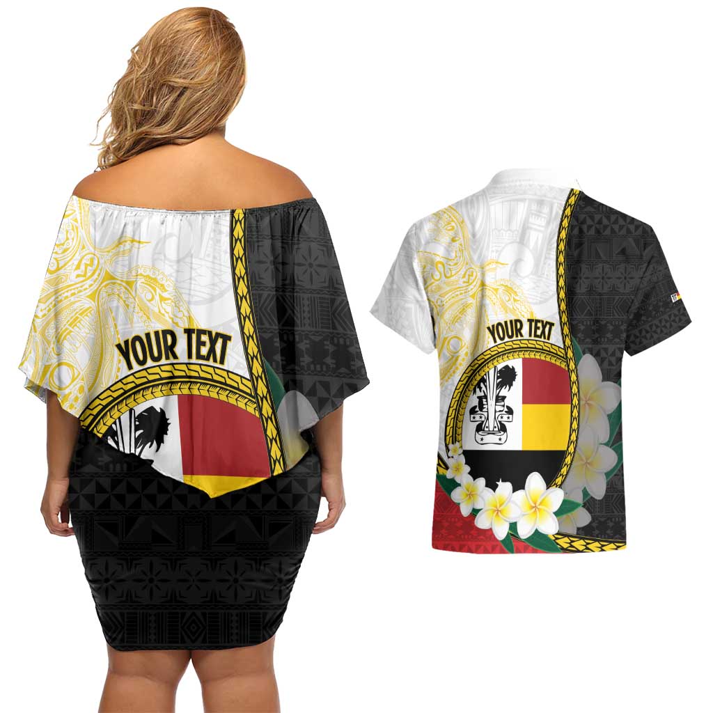 Personalised PNG Madang Provins Couples Matching Off Shoulder Short Dress and Hawaiian Shirt Papua New Guinea Plumeria Melanesian Pattern LT14 - Polynesian Pride