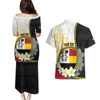 Personalised PNG Madang Provins Couples Matching Puletasi and Hawaiian Shirt Papua New Guinea Plumeria Melanesian Pattern LT14 - Polynesian Pride