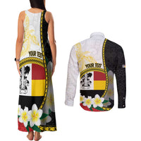 Personalised PNG Madang Provins Couples Matching Tank Maxi Dress and Long Sleeve Button Shirt Papua New Guinea Plumeria Melanesian Pattern LT14 - Polynesian Pride