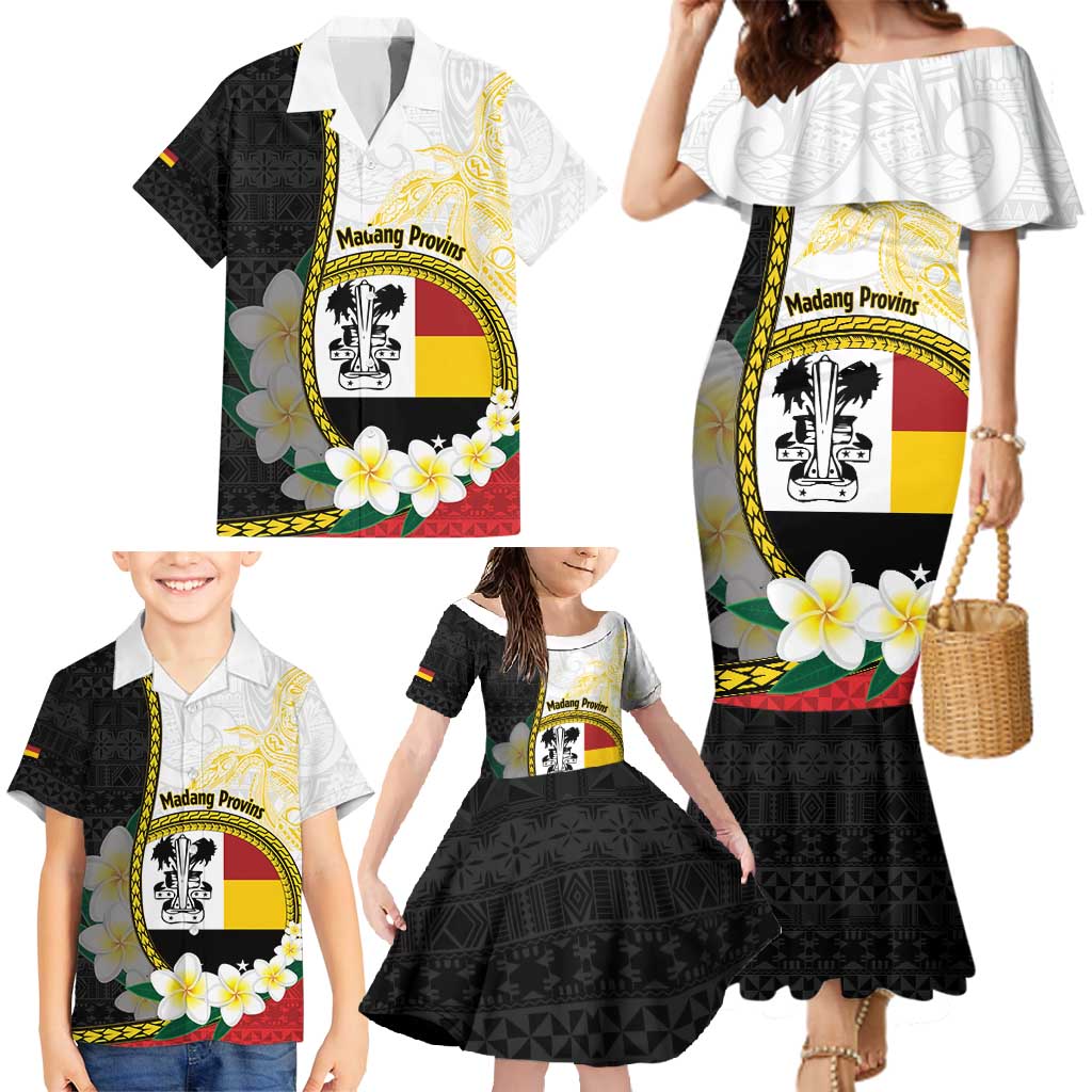 Personalised PNG Madang Provins Family Matching Mermaid Dress and Hawaiian Shirt Papua New Guinea Plumeria Melanesian Pattern LT14 - Polynesian Pride