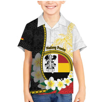 Personalised PNG Madang Provins Family Matching Mermaid Dress and Hawaiian Shirt Papua New Guinea Plumeria Melanesian Pattern LT14 Son's Shirt White - Polynesian Pride