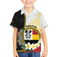 Personalised PNG Madang Provins Family Matching Off Shoulder Maxi Dress and Hawaiian Shirt Papua New Guinea Plumeria Melanesian Pattern LT14 Son's Shirt White - Polynesian Pride