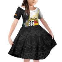 Personalised PNG Madang Provins Family Matching Off Shoulder Short Dress and Hawaiian Shirt Papua New Guinea Plumeria Melanesian Pattern LT14 Daughter's Dress White - Polynesian Pride