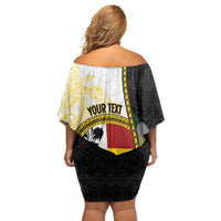 Personalised PNG Madang Provins Family Matching Off Shoulder Short Dress and Hawaiian Shirt Papua New Guinea Plumeria Melanesian Pattern LT14 - Polynesian Pride