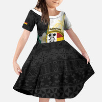 Personalised PNG Madang Provins Family Matching Puletasi and Hawaiian Shirt Papua New Guinea Plumeria Melanesian Pattern LT14 Daughter's Dress White - Polynesian Pride