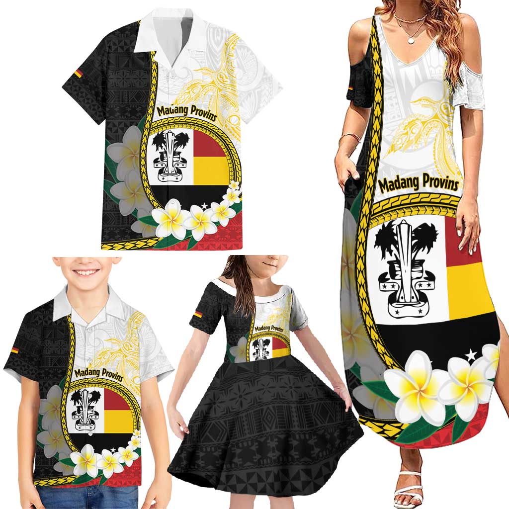 Personalised PNG Madang Provins Family Matching Summer Maxi Dress and Hawaiian Shirt Papua New Guinea Plumeria Melanesian Pattern LT14 - Polynesian Pride