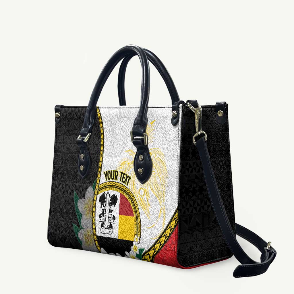Personalised PNG Madang Provins Leather Bag Papua New Guinea Plumeria Melanesian Pattern - Polynesian Pride