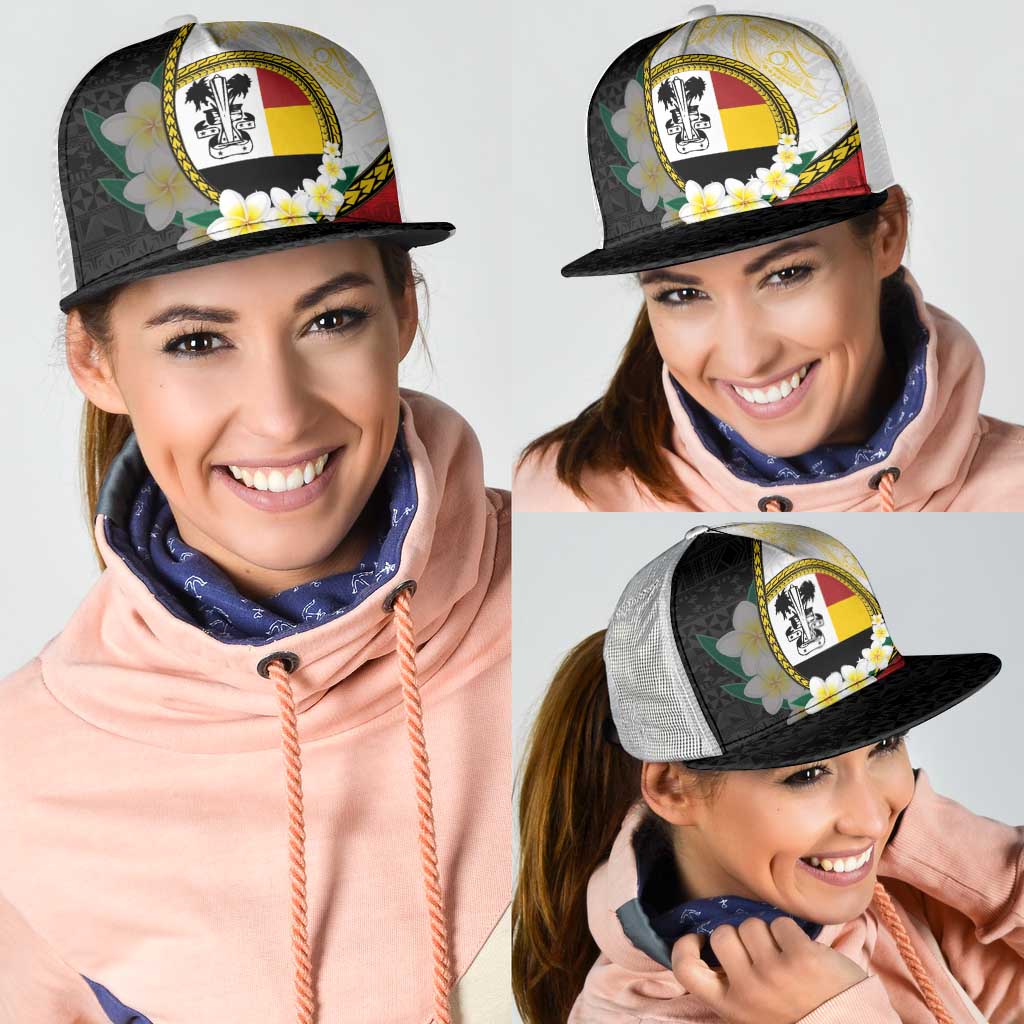 PNG Madang Provins Mesh Trucker Cap Papua New Guinea Plumeria Melanesian Pattern - Polynesian Pride