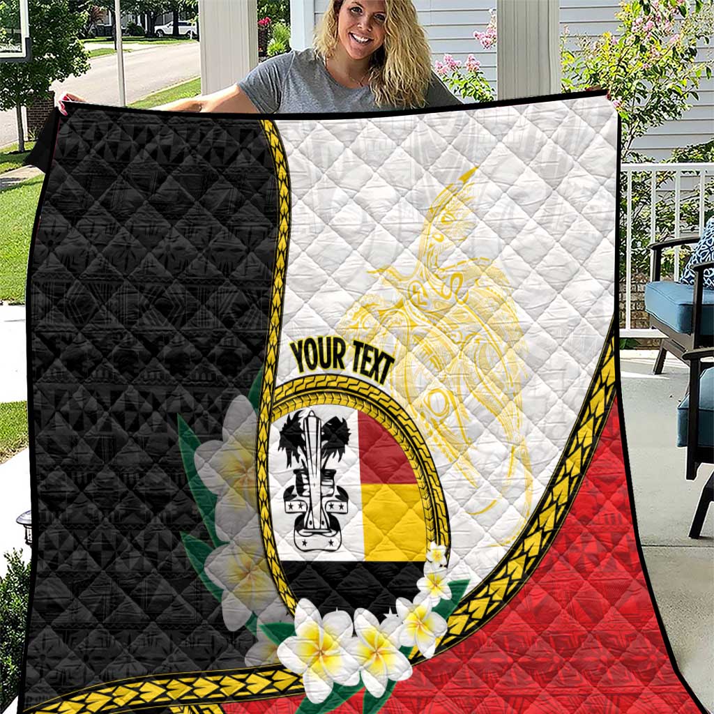 Personalised PNG Madang Provins Quilt Papua New Guinea Plumeria Melanesian Pattern LT14 White - Polynesian Pride