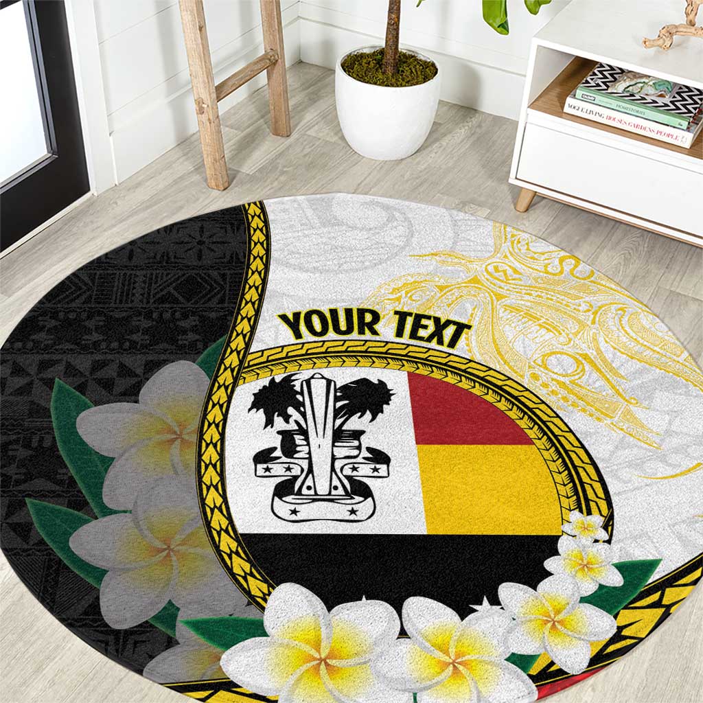 Personalised PNG Madang Provins Round Carpet Papua New Guinea Plumeria Melanesian Pattern LT14 White - Polynesian Pride