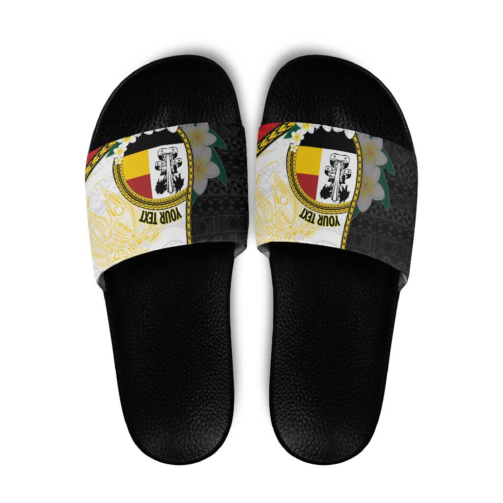 Personalised PNG Madang Provins Slide Sandals Papua New Guinea Plumeria Melanesian Pattern - Polynesian Pride