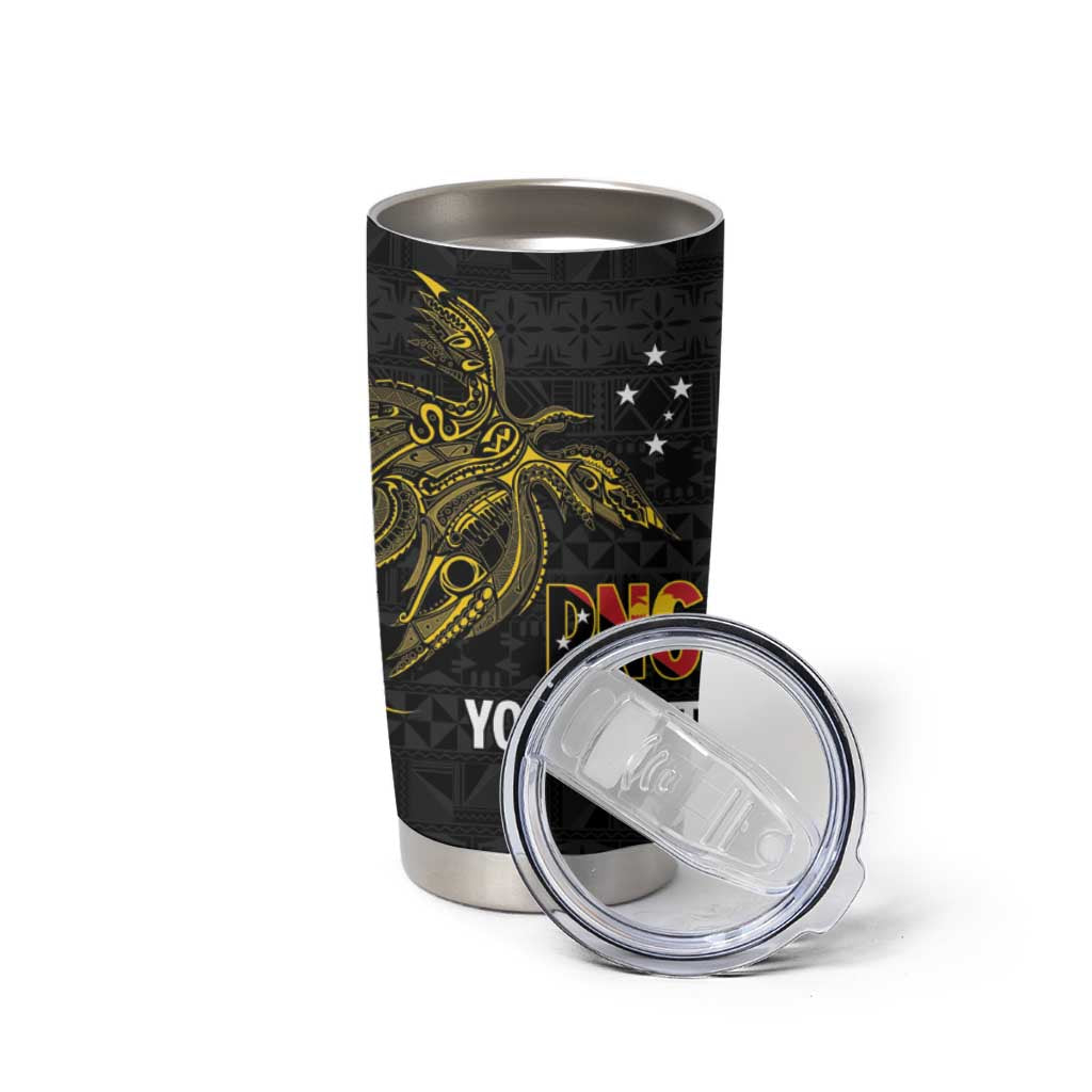 Personalised PNG Madang Provins Tumbler Cup Papua New Guinea Plumeria Melanesian Pattern - Polynesian Pride