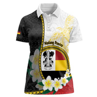 Personalised PNG Madang Provins Women Polo Shirt Papua New Guinea Plumeria Melanesian Pattern LT14 Female White - Polynesian Pride