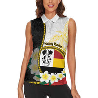 Personalised PNG Madang Provins Women Sleeveless Polo Shirt Papua New Guinea Plumeria Melanesian Pattern LT14 - Polynesian Pride