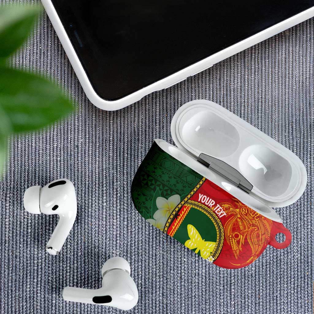 Personalised PNG Oro Provins AirPods Case Papua New Guinea Plumeria Melanesian Pattern - Polynesian Pride