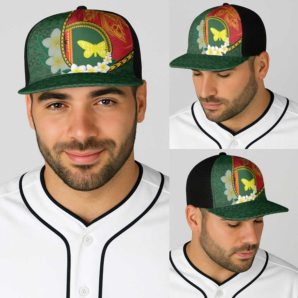 PNG Oro Provins Baseball Net Cap Papua New Guinea Plumeria Melanesian Pattern - Polynesian Pride