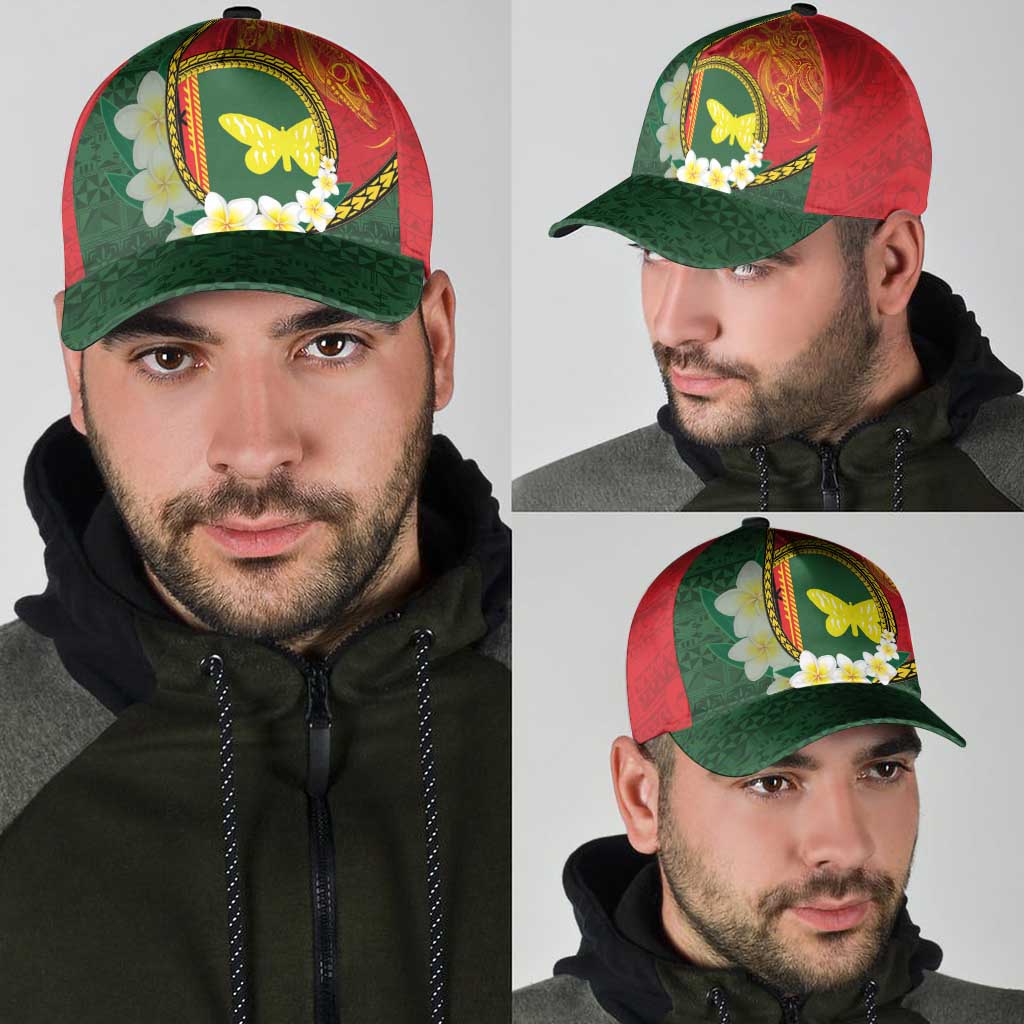 PNG Oro Provins Classic Cap Papua New Guinea Plumeria Melanesian Pattern - Polynesian Pride