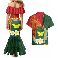Personalised PNG Oro Provins Couples Matching Mermaid Dress and Hawaiian Shirt Papua New Guinea Plumeria Melanesian Pattern LT14 - Polynesian Pride