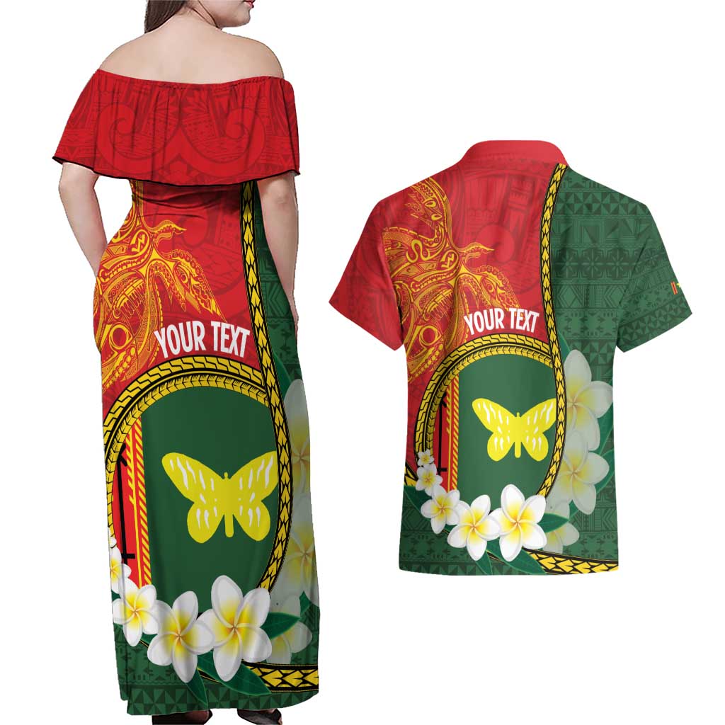 Personalised PNG Oro Provins Couples Matching Off Shoulder Maxi Dress and Hawaiian Shirt Papua New Guinea Plumeria Melanesian Pattern LT14 - Polynesian Pride