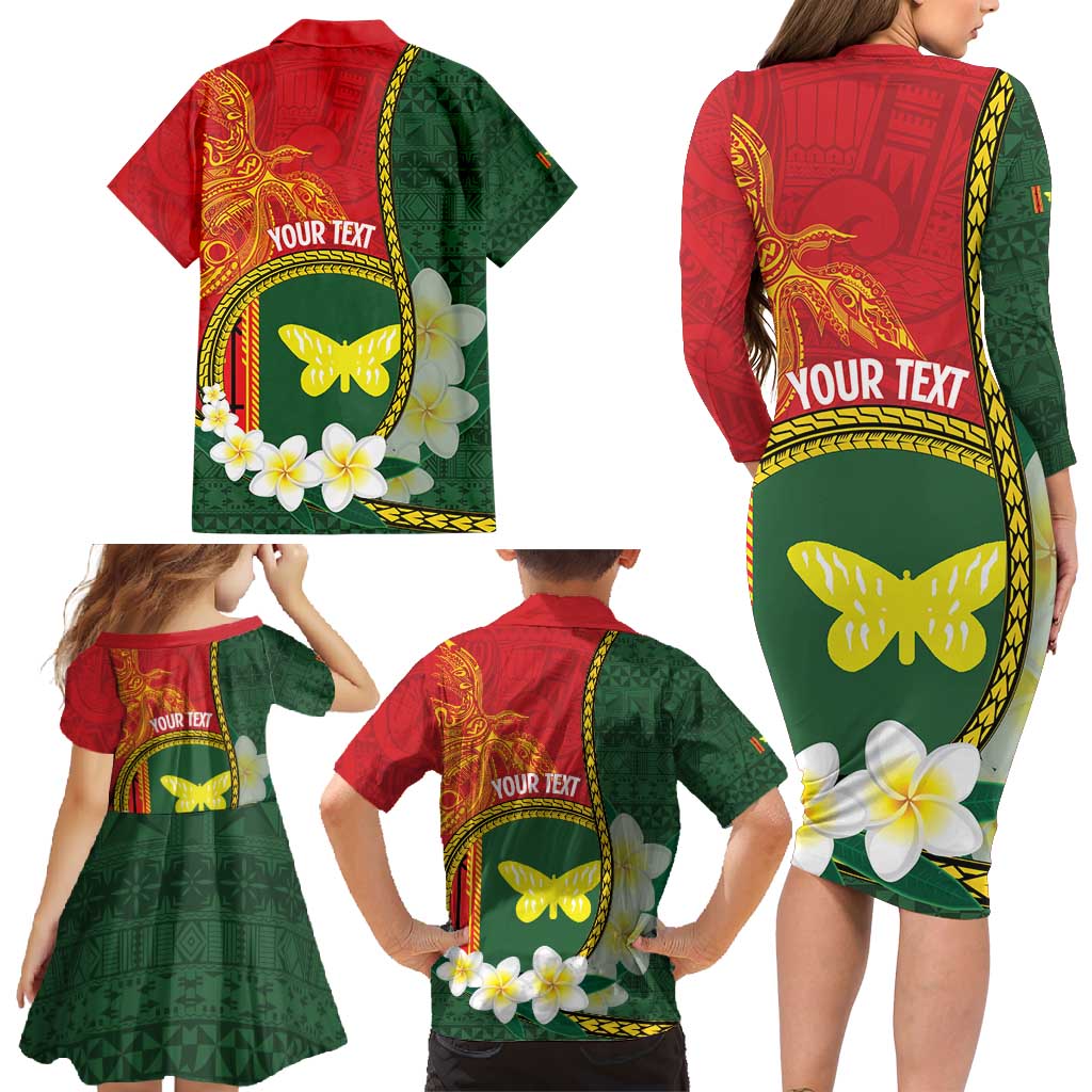 Personalised PNG Oro Provins Family Matching Long Sleeve Bodycon Dress and Hawaiian Shirt Papua New Guinea Plumeria Melanesian Pattern LT14 - Polynesian Pride