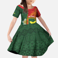 Personalised PNG Oro Provins Family Matching Mermaid Dress and Hawaiian Shirt Papua New Guinea Plumeria Melanesian Pattern LT14 Daughter's Dress Green - Polynesian Pride
