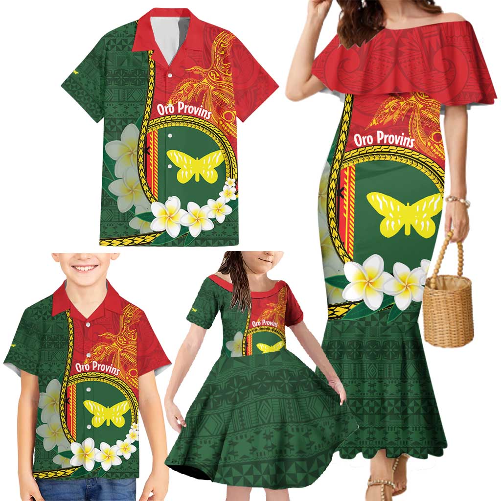 Personalised PNG Oro Provins Family Matching Mermaid Dress and Hawaiian Shirt Papua New Guinea Plumeria Melanesian Pattern LT14 - Polynesian Pride