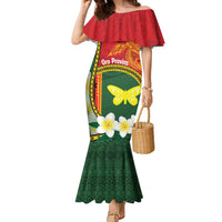 Personalised PNG Oro Provins Family Matching Mermaid Dress and Hawaiian Shirt Papua New Guinea Plumeria Melanesian Pattern LT14 Mom's Dress Green - Polynesian Pride