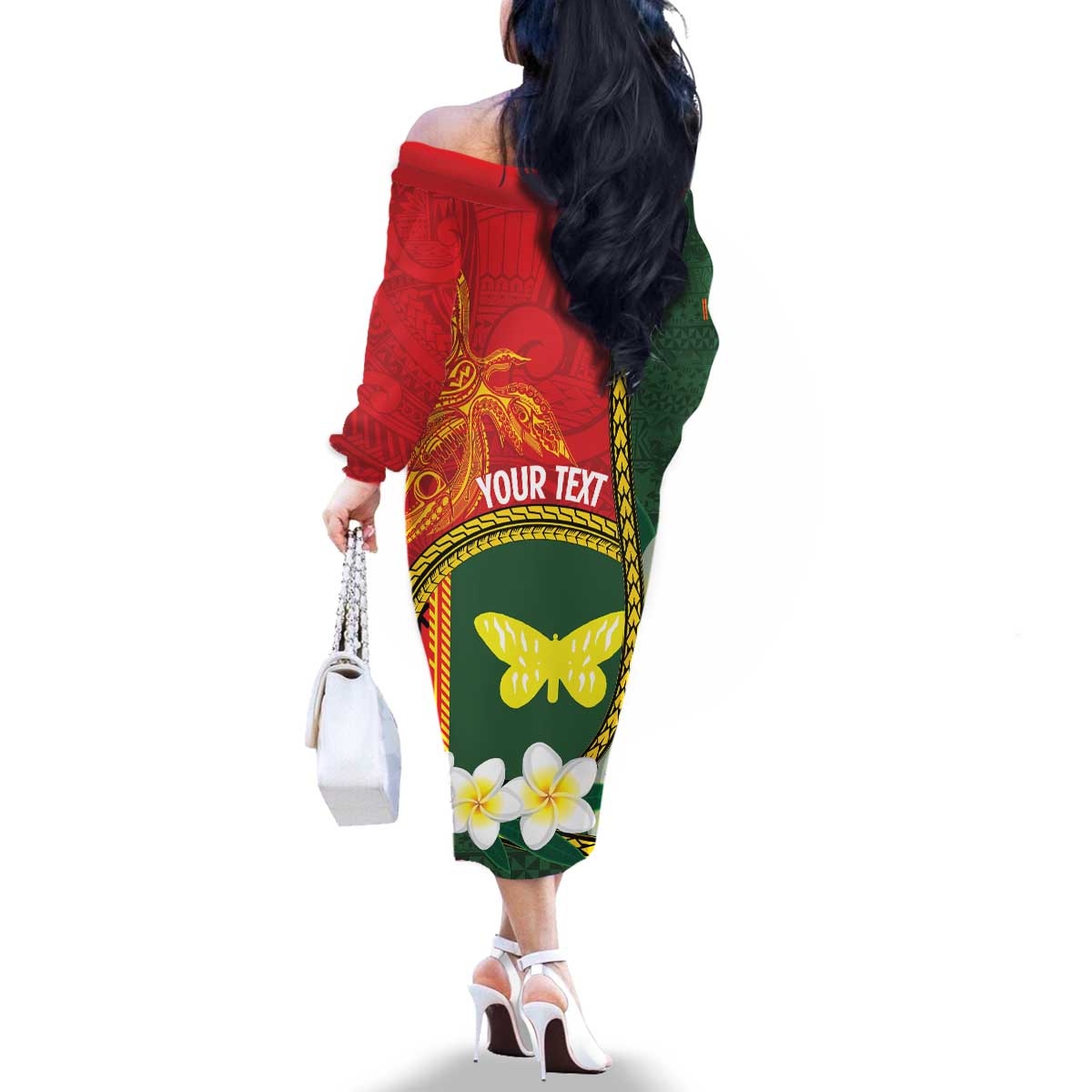 Personalised PNG Oro Provins Family Matching Off The Shoulder Long Sleeve Dress and Hawaiian Shirt Papua New Guinea Plumeria Melanesian Pattern LT14 - Polynesian Pride