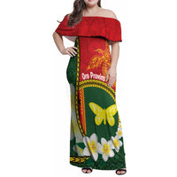 Personalised PNG Oro Provins Family Matching Off Shoulder Maxi Dress and Hawaiian Shirt Papua New Guinea Plumeria Melanesian Pattern LT14 Mom's Dress Green - Polynesian Pride