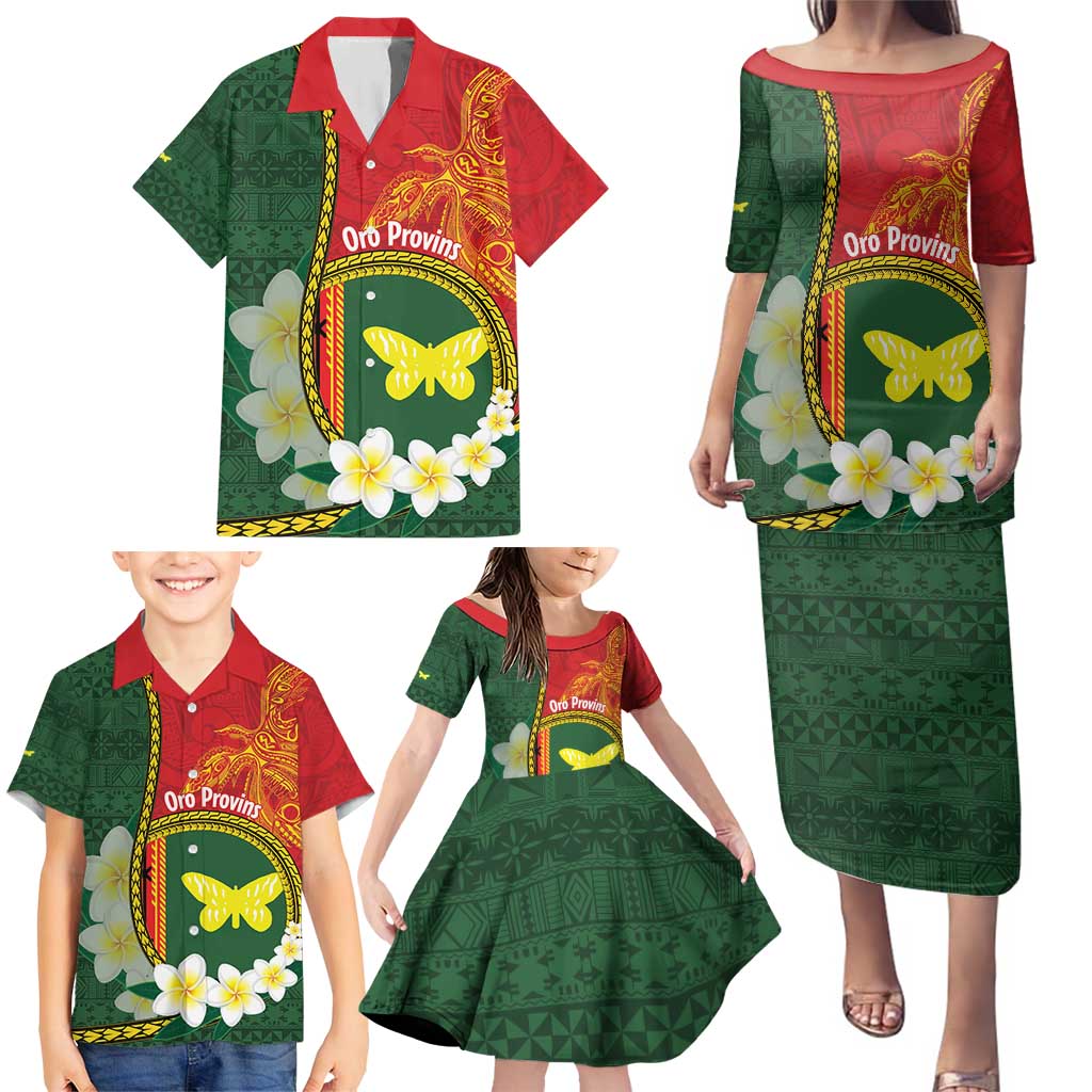 Personalised PNG Oro Provins Family Matching Puletasi and Hawaiian Shirt Papua New Guinea Plumeria Melanesian Pattern LT14 - Polynesian Pride