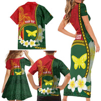 Personalised PNG Oro Provins Family Matching Short Sleeve Bodycon Dress and Hawaiian Shirt Papua New Guinea Plumeria Melanesian Pattern LT14 - Polynesian Pride
