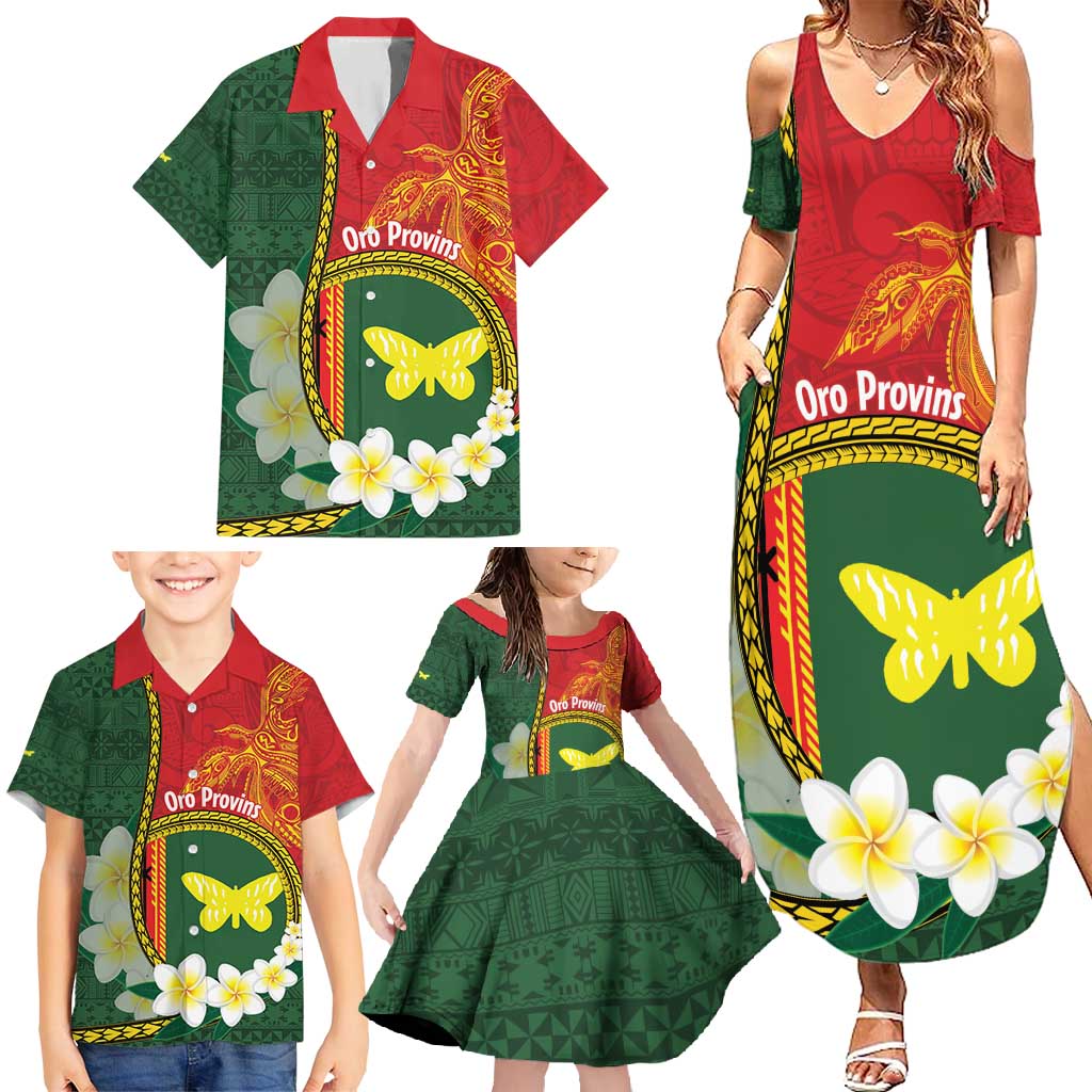 Personalised PNG Oro Provins Family Matching Summer Maxi Dress and Hawaiian Shirt Papua New Guinea Plumeria Melanesian Pattern LT14 - Polynesian Pride