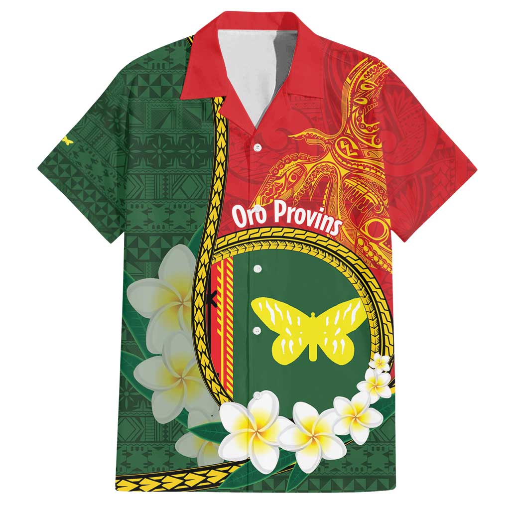 Personalised PNG Oro Provins Family Matching Summer Maxi Dress and Hawaiian Shirt Papua New Guinea Plumeria Melanesian Pattern LT14 Dad's Shirt - Short Sleeve Green - Polynesian Pride