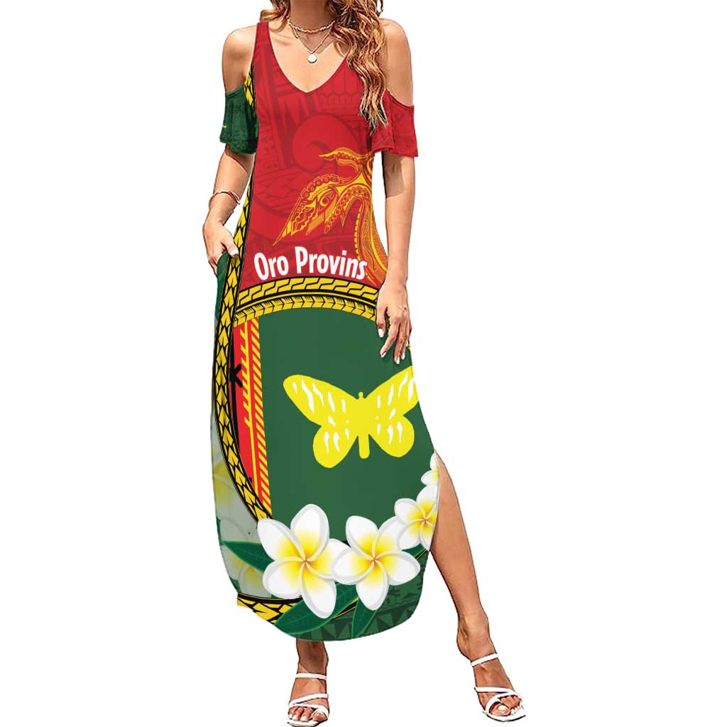 Personalised PNG Oro Provins Family Matching Summer Maxi Dress and Hawaiian Shirt Papua New Guinea Plumeria Melanesian Pattern LT14 Mom's Dress Green - Polynesian Pride