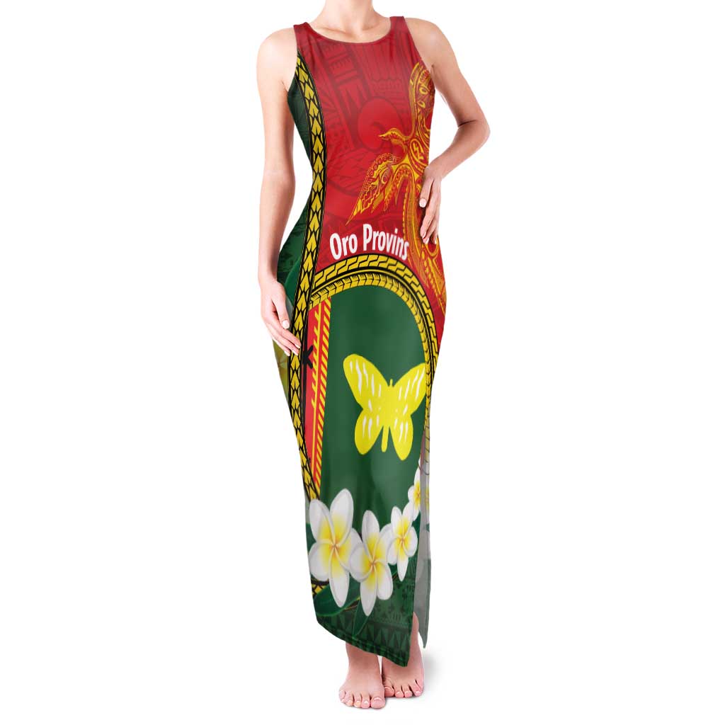 Personalised PNG Oro Provins Family Matching Tank Maxi Dress and Hawaiian Shirt Papua New Guinea Plumeria Melanesian Pattern LT14 Mom's Dress Green - Polynesian Pride