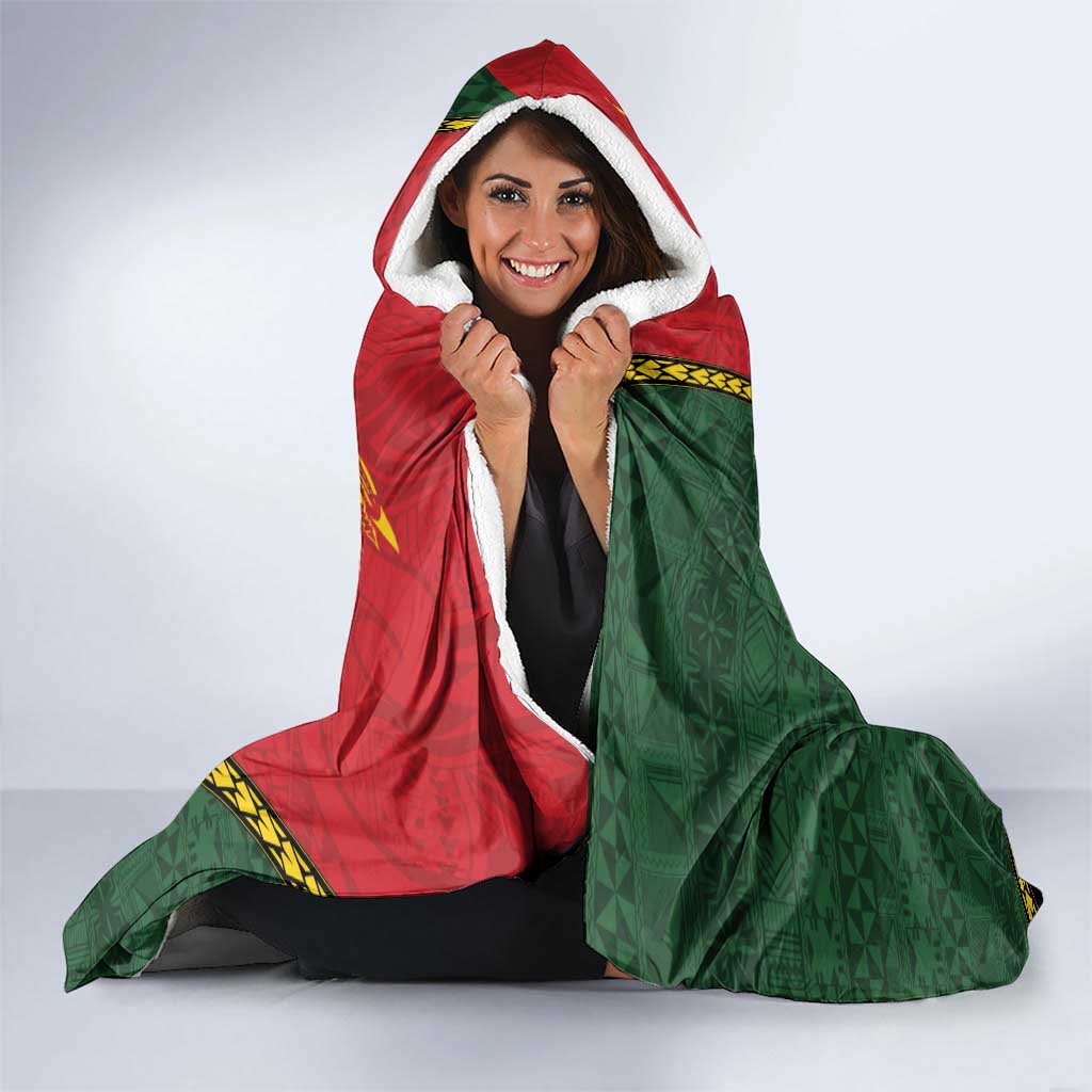 Personalised PNG Oro Provins Hooded Blanket Papua New Guinea Plumeria Melanesian Pattern - Polynesian Pride