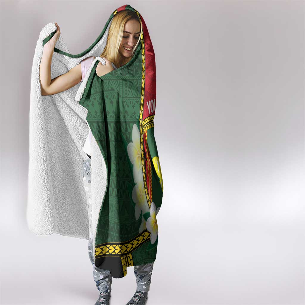 Personalised PNG Oro Provins Hooded Blanket Papua New Guinea Plumeria Melanesian Pattern - Polynesian Pride