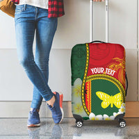 Personalised PNG Oro Provins Luggage Cover Papua New Guinea Plumeria Melanesian Pattern - Polynesian Pride