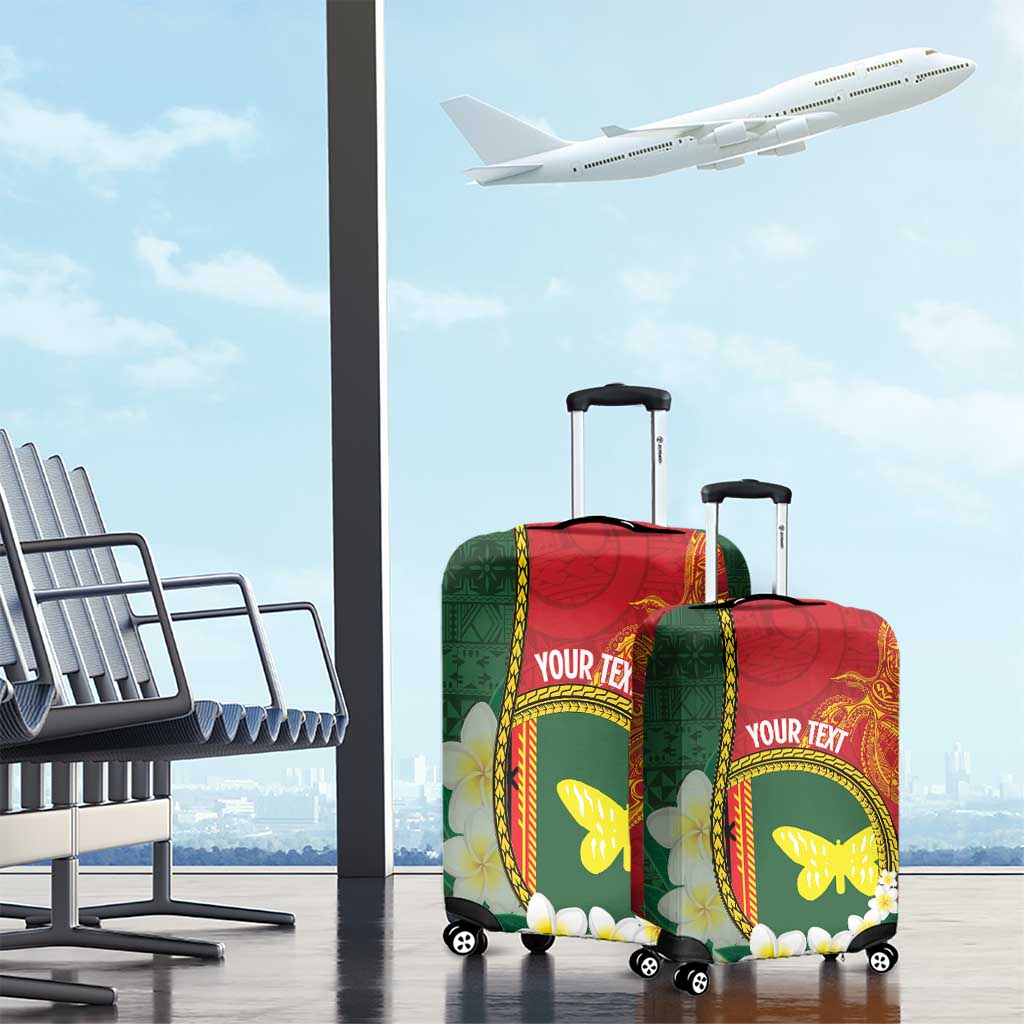 Personalised PNG Oro Provins Luggage Cover Papua New Guinea Plumeria Melanesian Pattern - Polynesian Pride