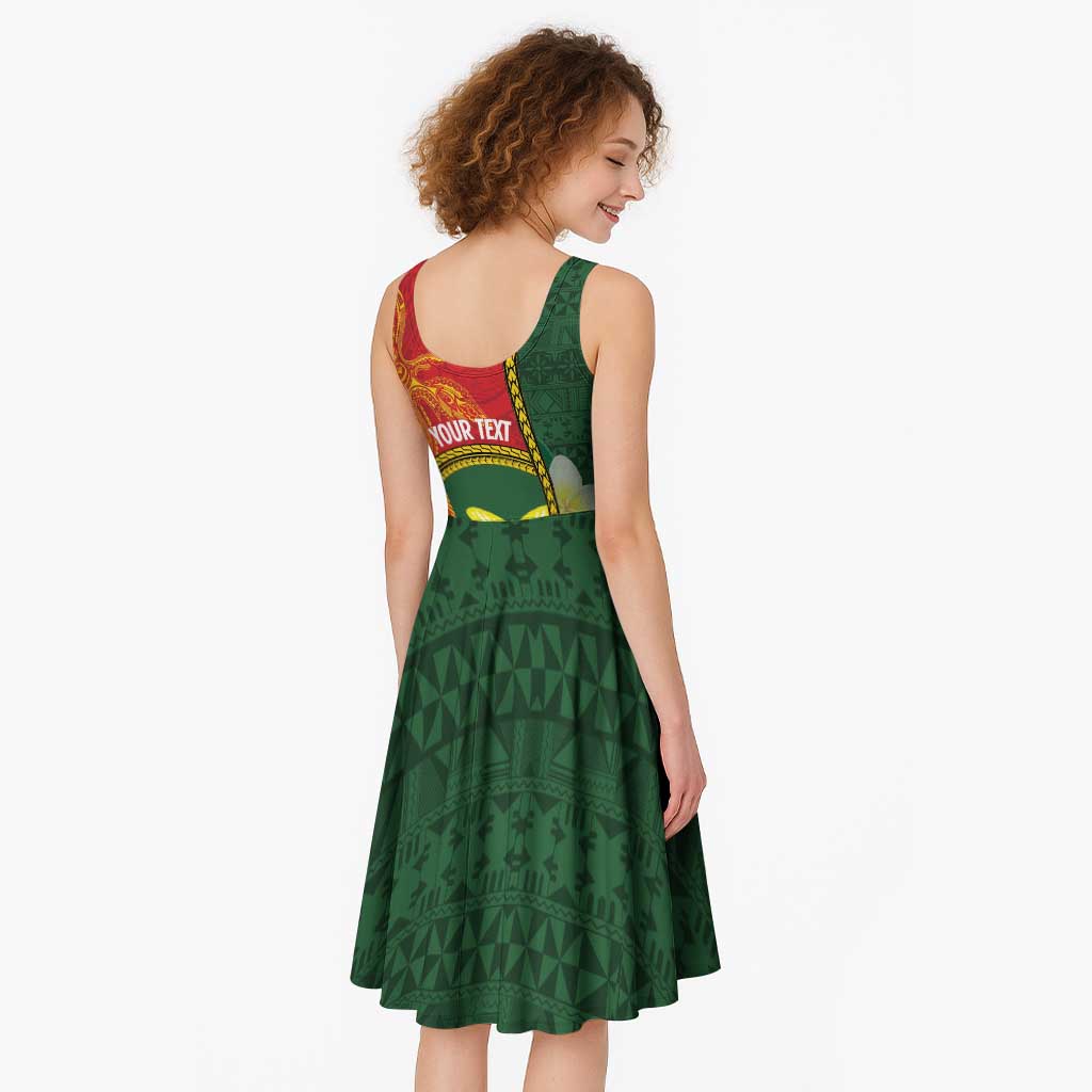 Personalised PNG Oro Provins Midi Dress Papua New Guinea Plumeria Melanesian Pattern - Polynesian Pride